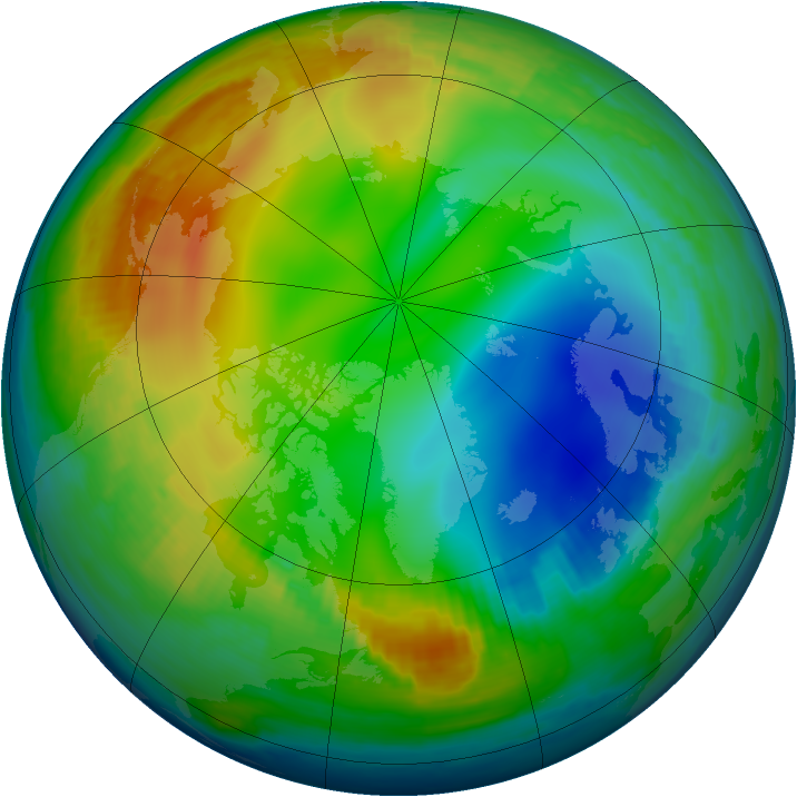 Arctic ozone map for 16 December 1997